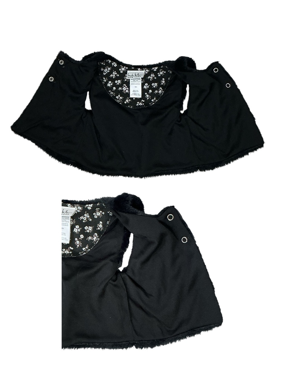 Nicole Miller Plush Faux Fur Vest Black White Bows Baby Girl 18 Months - Picture 5 of 16